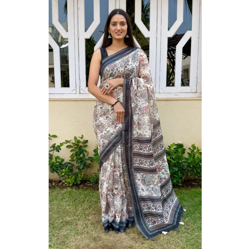 Generic Women's Cotton Slub Printed Saree With Unstitched Blouse 5.5Mtr (Grey) Generic Women's Cotton Slub Printed Saree With Unstitched Blouse 5.5Mtr (Grey)