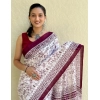 Generic Women's Bhagalpuri Silk Warli Printed Saree With Unstitched Blouse 5.5Mtr (Wine)