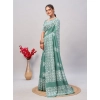 Generic Women's Chanderi Cotton Batik Printed Saree With Unstitched Blouse 5.5Mtr (Pista)