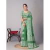 Generic Women's Chanderi Cotton Batik Printed Saree With Unstitched Blouse 5.5Mtr (Green)