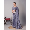 Generic Women's Chanderi Cotton Batik Printed Saree With Unstitched Blouse 5.5Mtr (Grey)