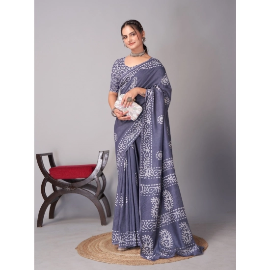 Generic Women's Chanderi Cotton Batik Printed Saree With Unstitched Blouse 5.5Mtr (Grey) Generic Women's Chanderi Cotton Batik Printed Saree With Unstitched Blouse 5.5Mtr (Grey)