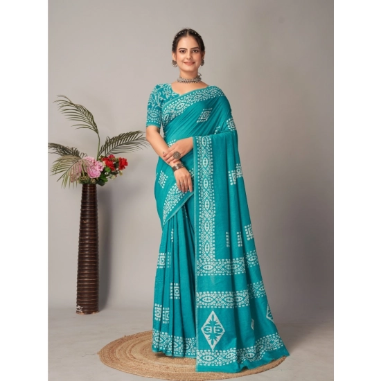 Generic Women's Chanderi Cotton Batik Printed Saree With Unstitched Blouse 5.5Mtr (Rama) Generic Women's Chanderi Cotton Batik Printed Saree With Unstitched Blouse 5.5Mtr (Rama)