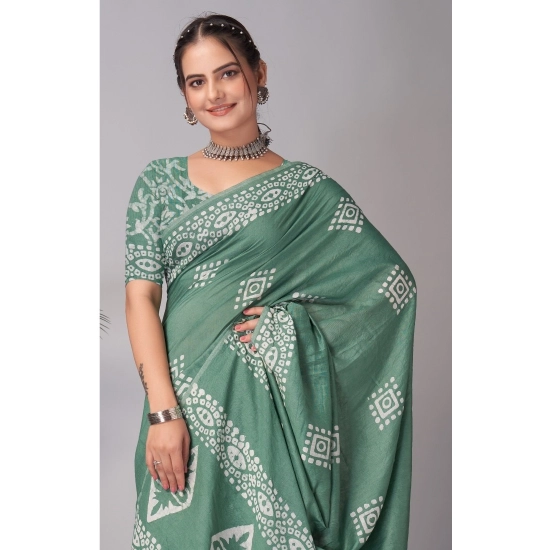 Generic Women's Chanderi Cotton Batik Printed Saree With Unstitched Blouse 5.5Mtr (Green) Generic Women's Chanderi Cotton Batik Printed Saree With Unstitched Blouse 5.5Mtr (Green)