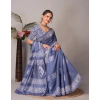 Generic Women's Chanderi Cotton Batik Printed Saree With Unstitched Blouse 5.5Mtr (Grey)