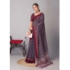 Generic Women's Cotton Ajrakh Printed Saree With Unstitched Blouse 5.5Mtr (Navy Blue)