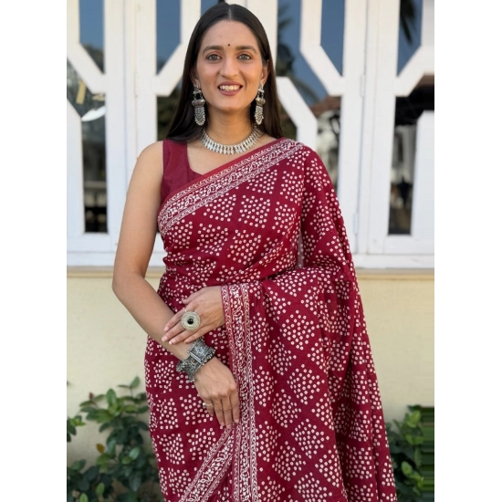 Generic Women's Cotton Ajrakh Printed Saree With Unstitched Blouse 5.5Mtr (Red) Generic Women's Cotton Ajrakh Printed Saree With Unstitched Blouse 5.5Mtr (Red)