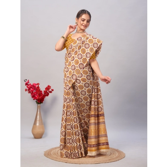Generic Women's Cotton Ajrakh Printed Saree With Unstitched Blouse 5.5Mtr (Mustard) Generic Women's Cotton Ajrakh Printed Saree With Unstitched Blouse 5.5Mtr (Mustard)
