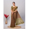 Generic Women's Cotton Ajrakh Printed Saree With Unstitched Blouse 5.5Mtr (Mehendi green)