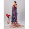 Generic Women's Cotton Ajrakh Printed Saree With Unstitched Blouse 5.5Mtr (Blue)