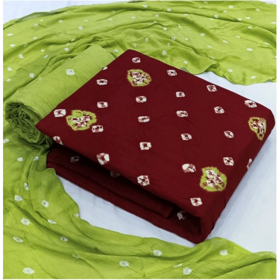 Generic Women's Rayon Printed Unstitched Salwar Suit Material With Dupatta 2.3Mtrs (Red)