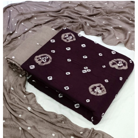 Generic Women's Rayon Printed Unstitched Salwar Suit Material With Dupatta 2.3Mtrs (Coffee)