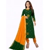 Generic Women's Rayon Printed Unstitched Salwar Suit Material With Dupatta 2.3Mtrs (Green)