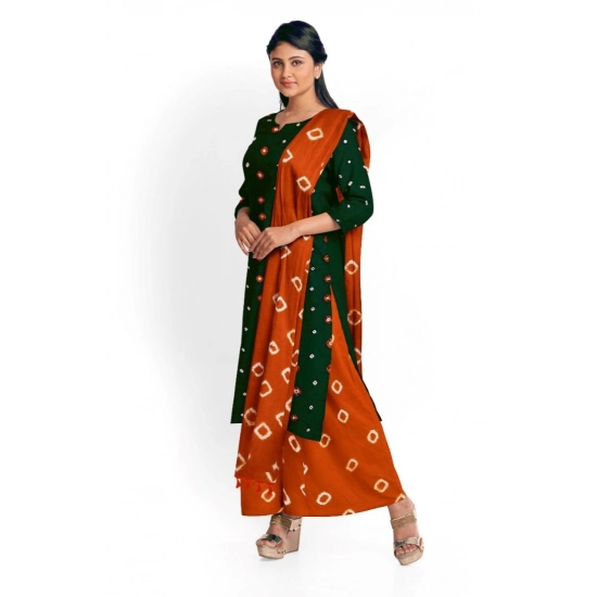 Generic Women's Rayon Printed Unstitched Salwar Suit Material With Dupatta 2.3Mtrs (Green)