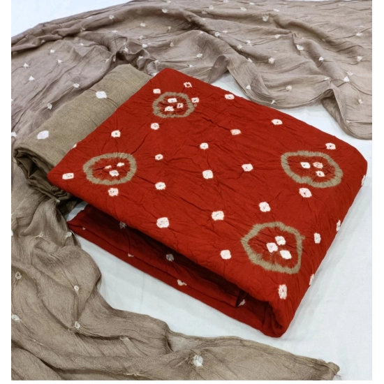 Generic Women's Rayon Printed Unstitched Salwar Suit Material With Dupatta 2.3Mtrs (Orange)