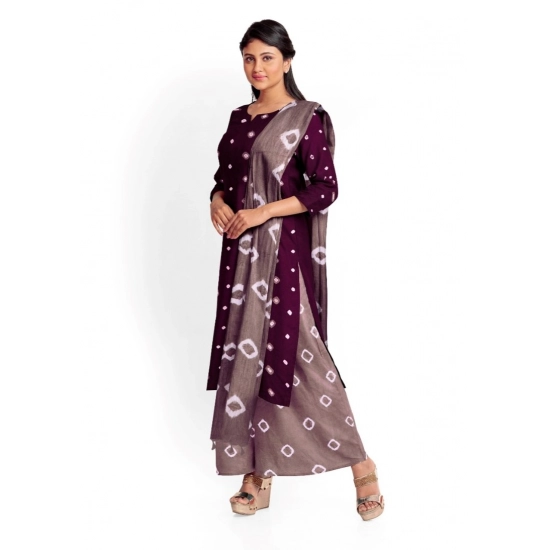 Generic Women's Rayon Printed Unstitched Salwar Suit Material With Dupatta 2.3Mtrs (Wine)