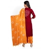 Generic Women's Rayon Printed Unstitched Salwar Suit Material With Dupatta 2.3Mtrs (Red)