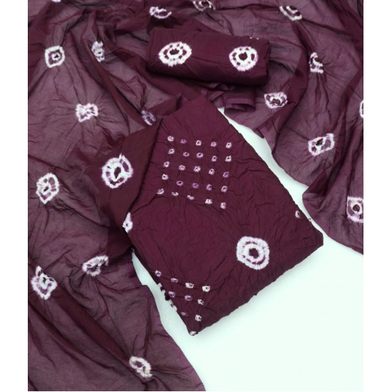 Generic Women's Chanderi Cotton Printed Unstitched Salwar Suit Material With Dupatta 2.3Mtrs (Wine)