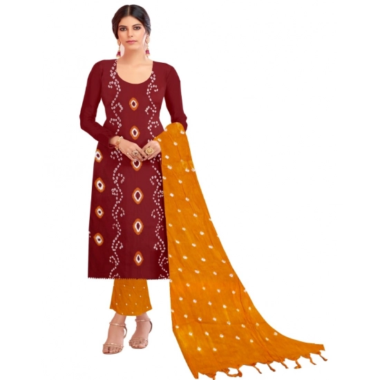 Generic Women's Rayon Printed Unstitched Salwar Suit Material With Dupatta 2.3Mtrs (Red)