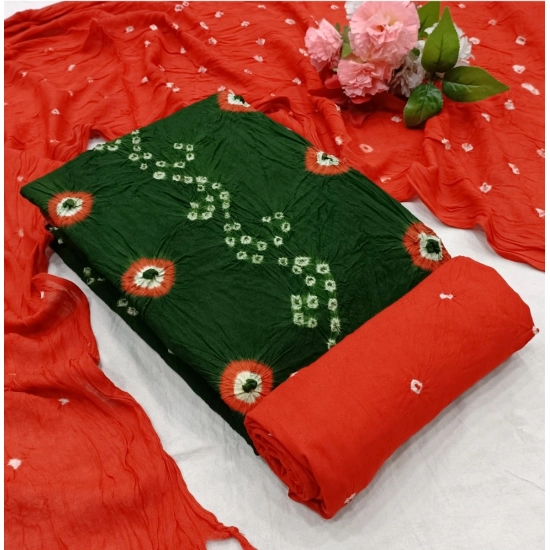 Generic Women's Rayon Printed Unstitched Salwar Suit Material With Dupatta 2.3Mtrs (Mehendi Green)