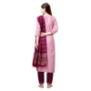 Generic Women's Cotton Blend Embroidered 3-4 th Sleeve Round Neck Kurti With Pant Dupatta Set (Pink )