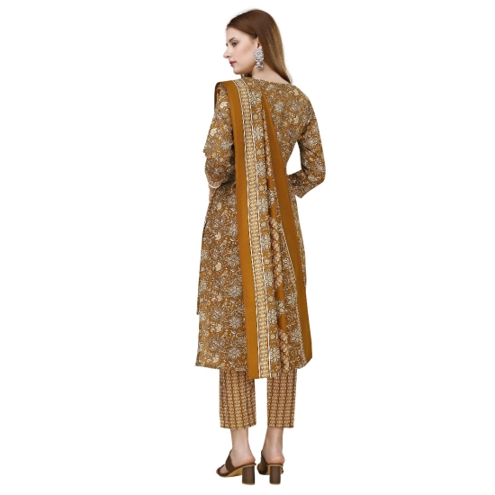 Generic Women's Cotton Blend Printed 3-4 th Sleeve Round Neck Kurti With Pant Dupatta Set (Yellow) Generic Women's Cotton Blend Printed 3-4 th Sleeve Round Neck Kurti With Pant Dupatta Set (Yellow)