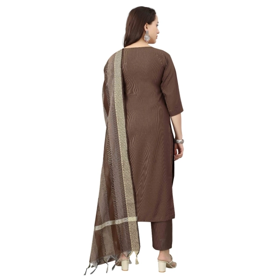 Generic Women's Cotton Blend Mirror Work 3-4 th Sleeve Sweetheart Neck Kurti With Pant Dupatta Set (Brown) Generic Women's Cotton Blend Mirror Work 3-4 th Sleeve Sweetheart Neck Kurti With Pant Dupatta Set (Brown)