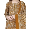 Generic Women's Cotton Blend Printed 3-4 th Sleeve Round Neck Kurti With Pant Dupatta Set (Yellow)