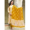 Generic Women's Cotton Printed 3-4 th Sleeve V Neck Kurti With Pant Dupatta Set (Yellow)