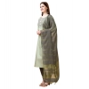 Generic Women's Cotton Blend Embroidered 3-4 th Sleeve Round Neck Kurti With Pant Dupatta Set (Light Green)