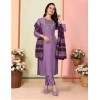 Generic Women's Silk Embroidered 3-4 th Sleeve Sweetheart Neck Kurti With Pant Dupatta Set (Lavender)