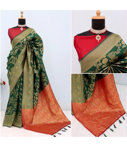 Generic Women's Banarasi Printed Saree With Unstitched Blouse 5.5Mtr (Green) Generic Women's Banarasi Printed Saree With Unstitched Blouse 5.5Mtr (Green)