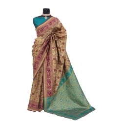 Generic Women's Banarasi Printed Saree With Unstitched Blouse 5.5Mtr (Purple)