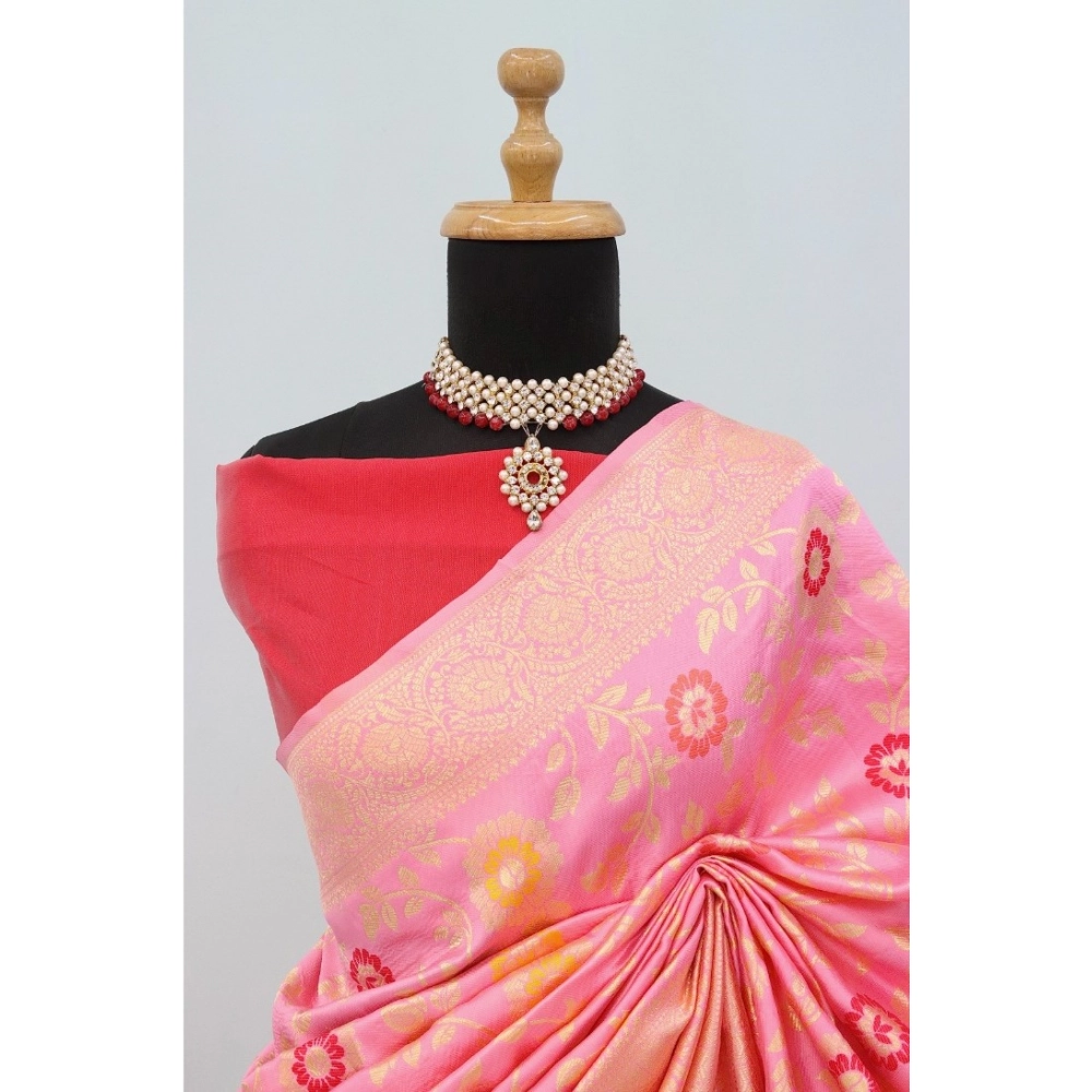 Generic Women's Banarasi Printed Saree With Unstitched Blouse 5.5Mtr (Pink) Generic Women's Banarasi Printed Saree With Unstitched Blouse 5.5Mtr (Pink)