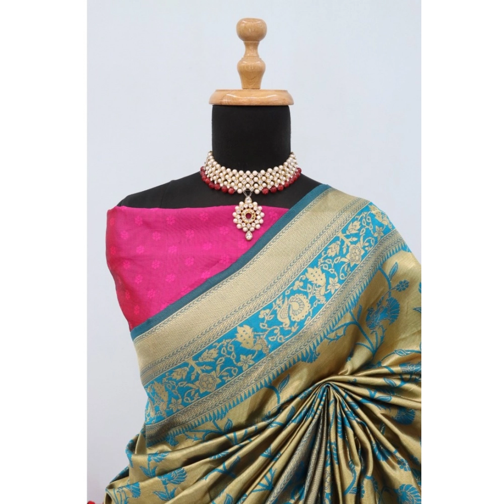 Generic Women's Banarasi Printed Saree With Unstitched Blouse 5.5Mtr (Golden) Generic Women's Banarasi Printed Saree With Unstitched Blouse 5.5Mtr (Golden)