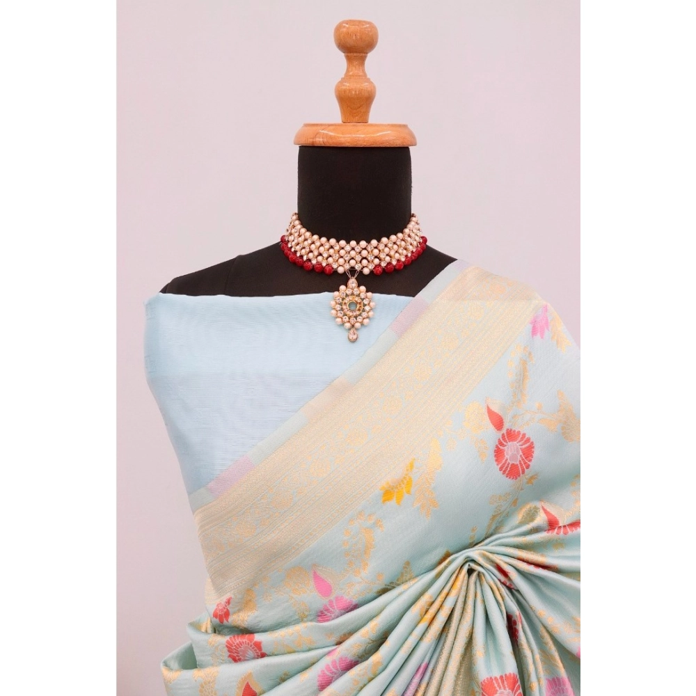 Generic Women's Banarasi Printed Saree With Unstitched Blouse 5.5Mtr (Firozi) Generic Women's Banarasi Printed Saree With Unstitched Blouse 5.5Mtr (Firozi)
