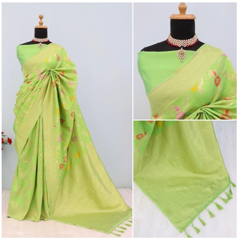 Women's Banarasi Printed Saree With Unstitched Blouse 5.5Mtr (Green) Women's Banarasi Printed Saree With Unstitched Blouse 5.5Mtr (Green)