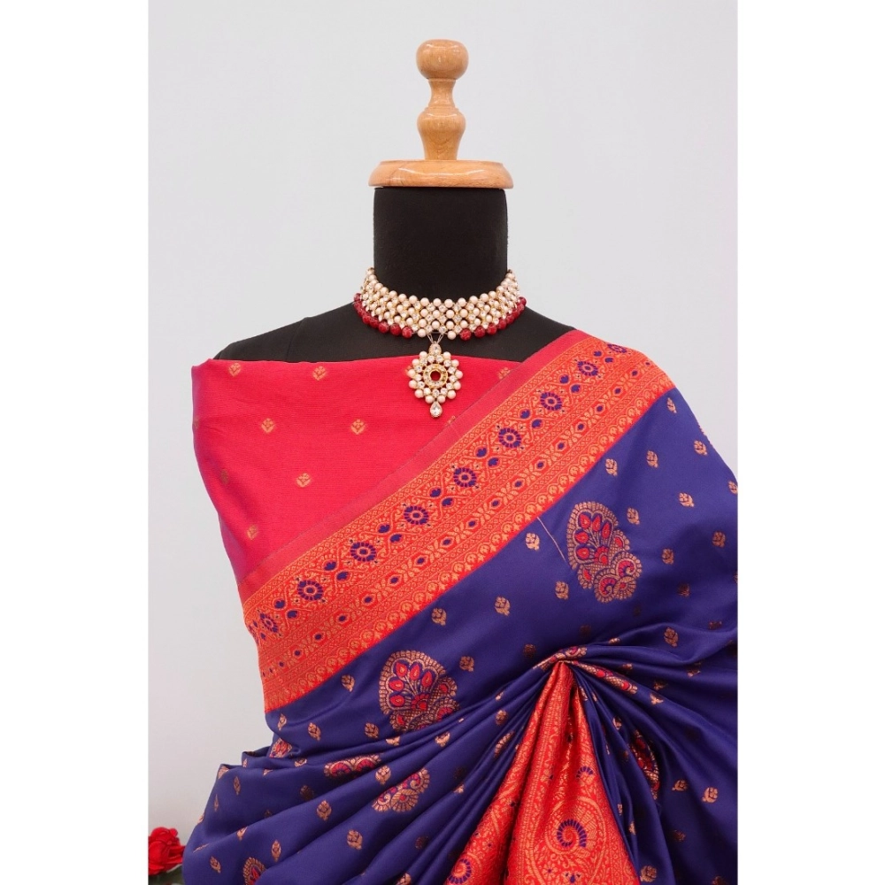 Generic Women's Banarasi Printed Saree With Unstitched Blouse 5.5Mtr (Navy Blue) Generic Women's Banarasi Printed Saree With Unstitched Blouse 5.5Mtr (Navy Blue)