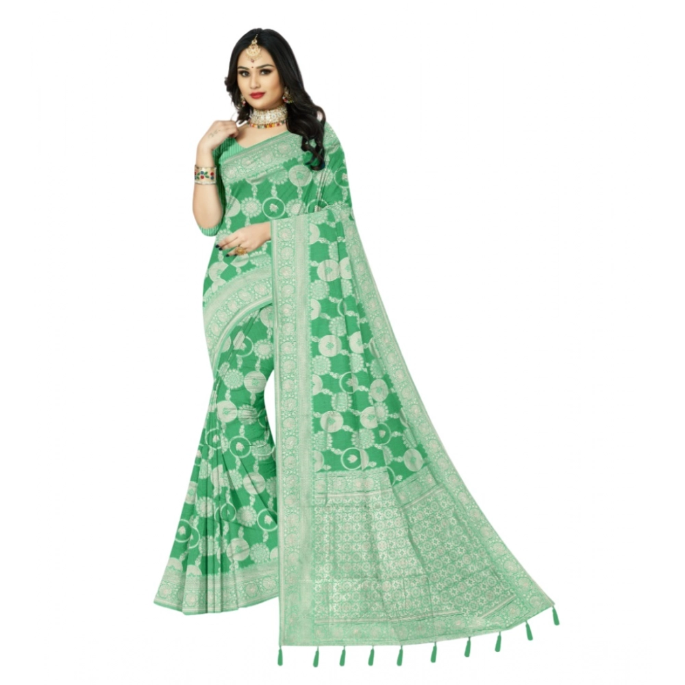 Generic Women's Cotton Printed Saree With Unstitched Blouse 5.5Mtr (Rama) Generic Women's Cotton Printed Saree With Unstitched Blouse 5.5Mtr (Rama)