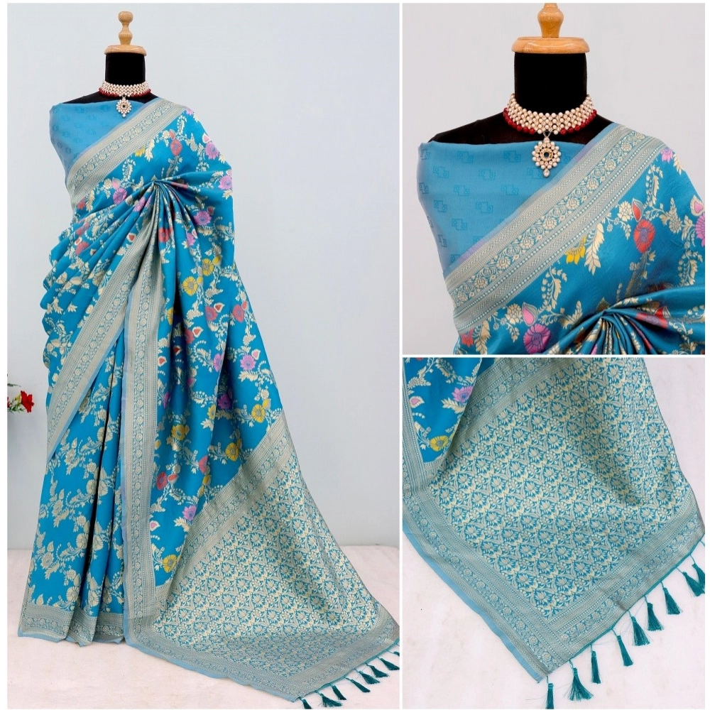 Generic Women's Banarasi Printed Saree With Unstitched Blouse 5.5Mtr (Aqua Blue) Generic Women's Banarasi Printed Saree With Unstitched Blouse 5.5Mtr (Aqua Blue)