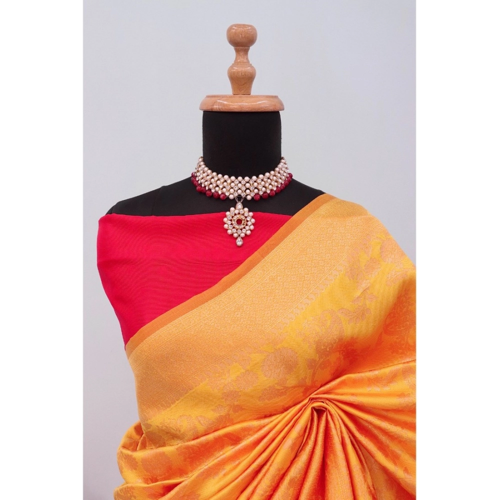 Generic Women's Banarasi Printed Saree With Unstitched Blouse 5.5Mtr (Yellow) Generic Women's Banarasi Printed Saree With Unstitched Blouse 5.5Mtr (Yellow)