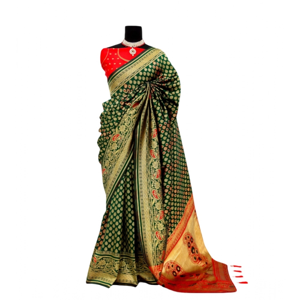 Generic Women's Banarasi Printed Saree With Unstitched Blouse 5.5Mtr (Green) Generic Women's Banarasi Printed Saree With Unstitched Blouse 5.5Mtr (Green)