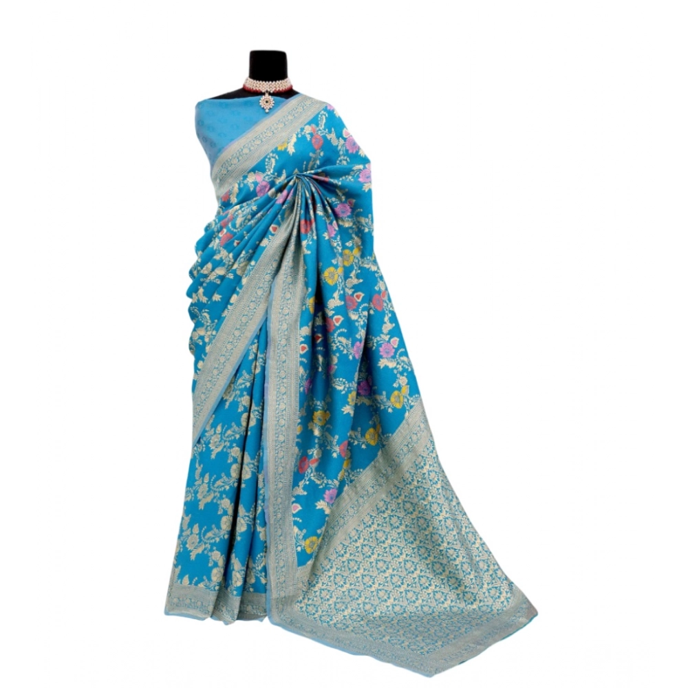 Generic Women's Banarasi Printed Saree With Unstitched Blouse 5.5Mtr (Aqua Blue) Generic Women's Banarasi Printed Saree With Unstitched Blouse 5.5Mtr (Aqua Blue)