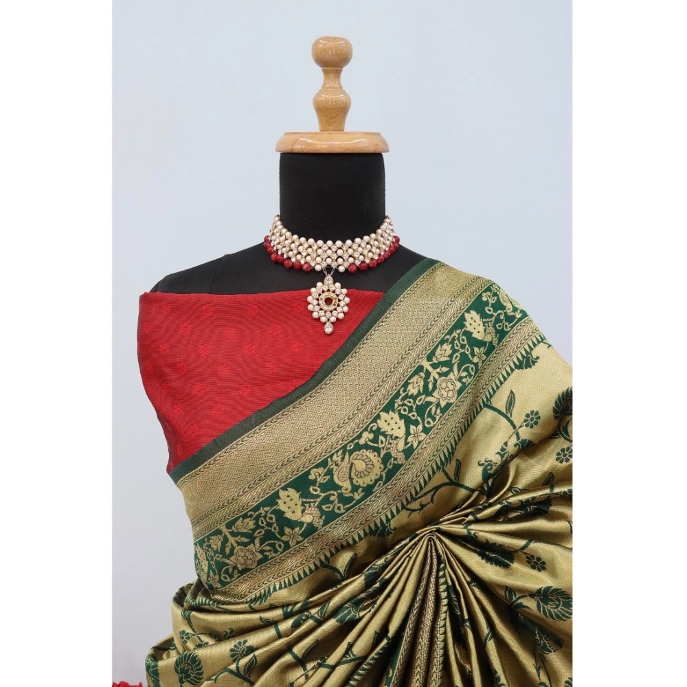 Generic Women's Banarasi Printed Saree With Unstitched Blouse 5.5Mtr (Golden) Generic Women's Banarasi Printed Saree With Unstitched Blouse 5.5Mtr (Golden)
