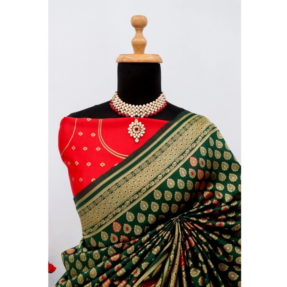 Generic Women's Banarasi Printed Saree With Unstitched Blouse 5.5Mtr (Green) Generic Women's Banarasi Printed Saree With Unstitched Blouse 5.5Mtr (Green)