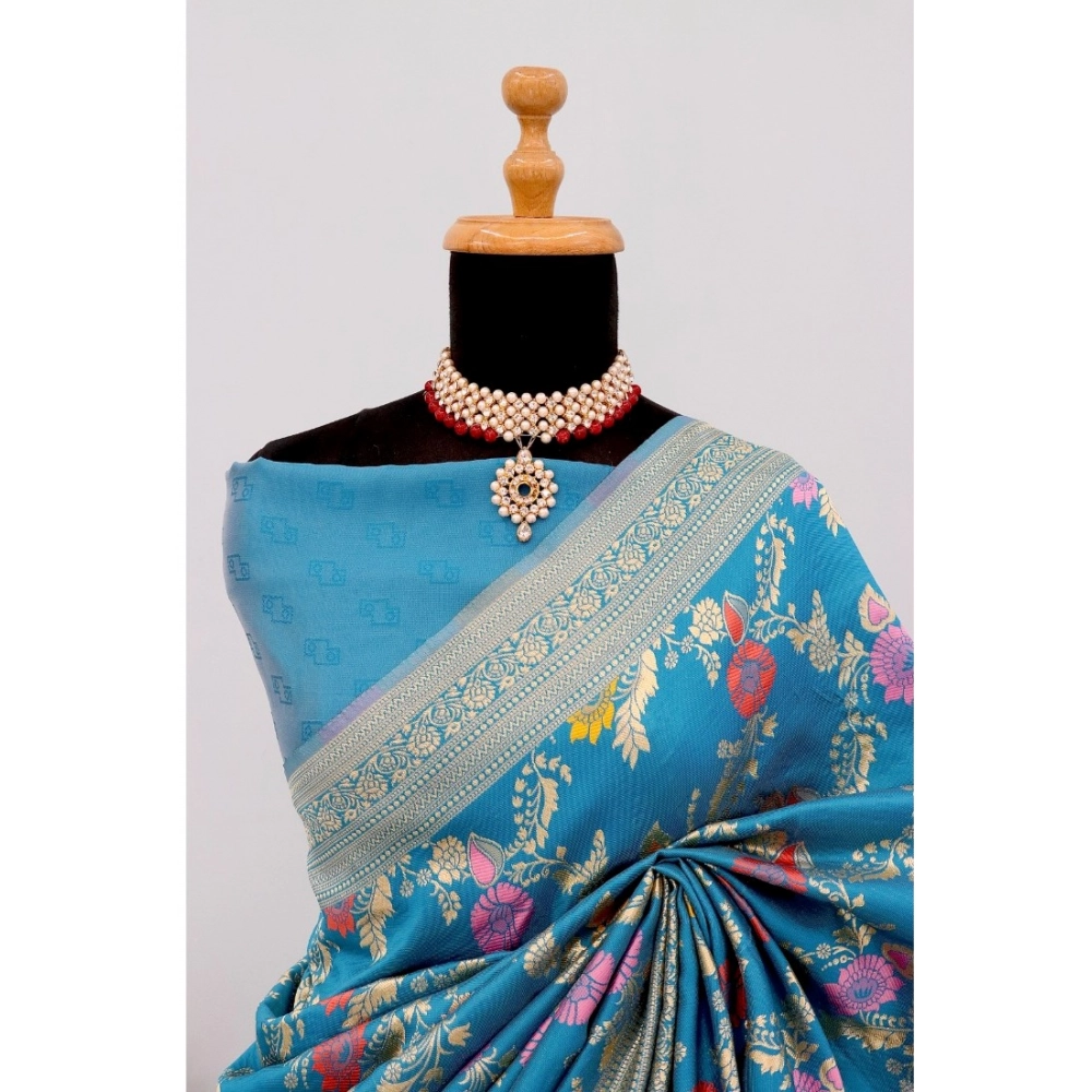 Generic Women's Banarasi Printed Saree With Unstitched Blouse 5.5Mtr (Aqua Blue) Generic Women's Banarasi Printed Saree With Unstitched Blouse 5.5Mtr (Aqua Blue)