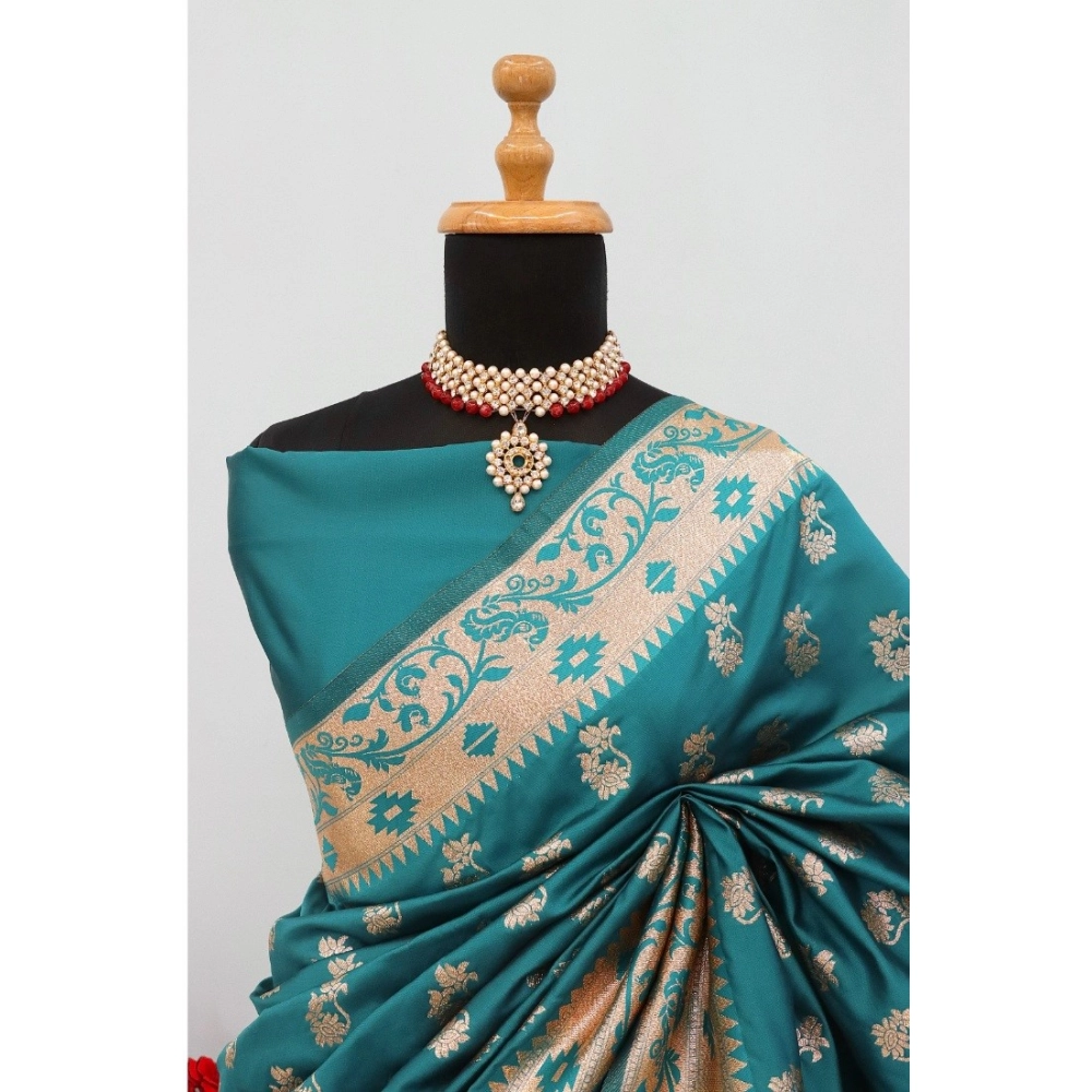 Generic Women's Satin Printed Saree With Unstitched Blouse 5.5Mtr (Rama) Generic Women's Satin Printed Saree With Unstitched Blouse 5.5Mtr (Rama)