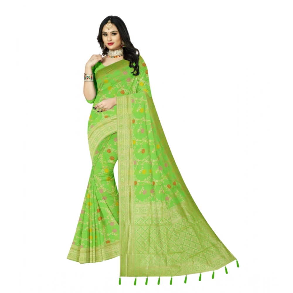 Generic Women's Banarasi Printed Saree With Unstitched Blouse 5.5Mtr (Green) Generic Women's Banarasi Printed Saree With Unstitched Blouse 5.5Mtr (Green)