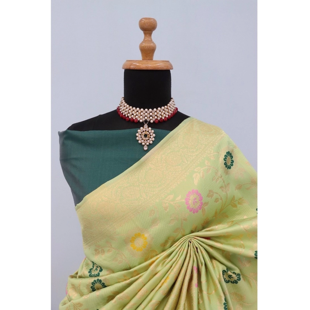 Generic Women's Banarasi Printed Saree With Unstitched Blouse 5.5Mtr (Light Green) Generic Women's Banarasi Printed Saree With Unstitched Blouse 5.5Mtr (Light Green)