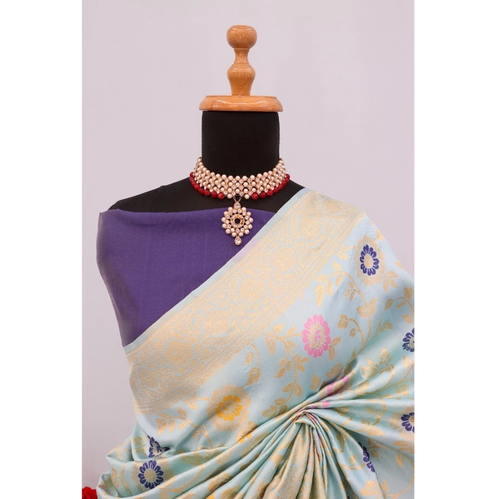 Generic Women's Banarasi Printed Saree With Unstitched Blouse 5.5Mtr (Firozi) Generic Women's Banarasi Printed Saree With Unstitched Blouse 5.5Mtr (Firozi)